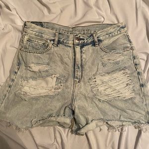 light washed distressed shorts
